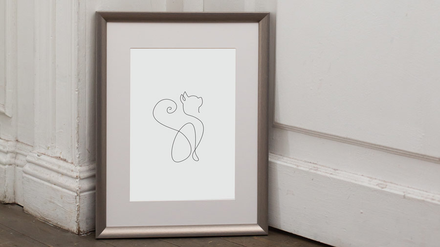 Chat dessiné au trait d'une seule ligne en format vectoriel. Le chat est dessiné par Cabana'Com à Caen